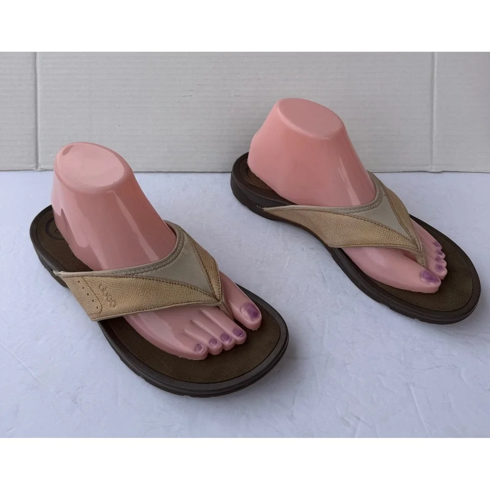 Abeo B.I.O. System Cream Beige Comfort Flip Flop Thong‎ Sandals Sz 9